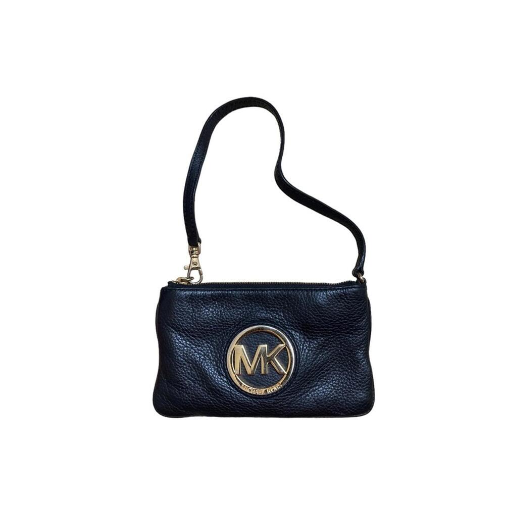Michael Kors Black Leather Wristlet Clutch